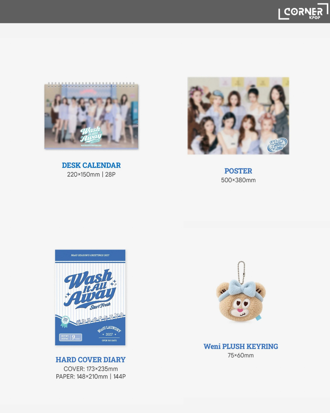 [日本預訂] NiziU 2027年歷代購 NiziU - SEASON’S GREETINGS 2027 “Wash It All Away” (JYP JAPAN通路)