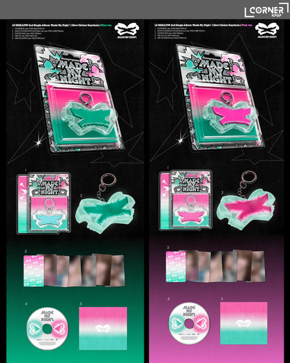 [韓國預訂] FIM專輯代購 LE SSERAFIM - 2nd Single Album 'Made My Night' Glow Clicker Keychain ver.